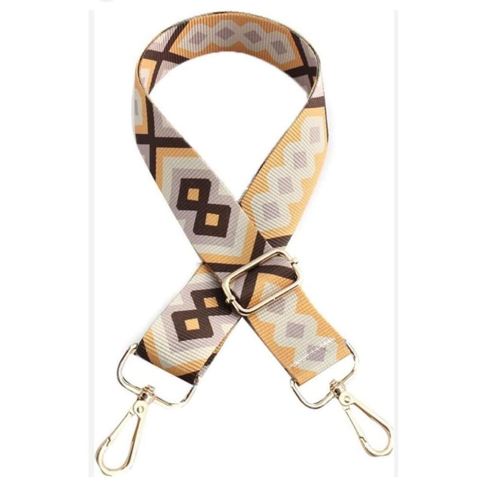 NEW Geometric Pattern Adjustable Shoulder Strap In Coffee - Picture 2 of 7
